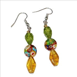 Artisan Colorful Glass Bead Earrings Hardmade